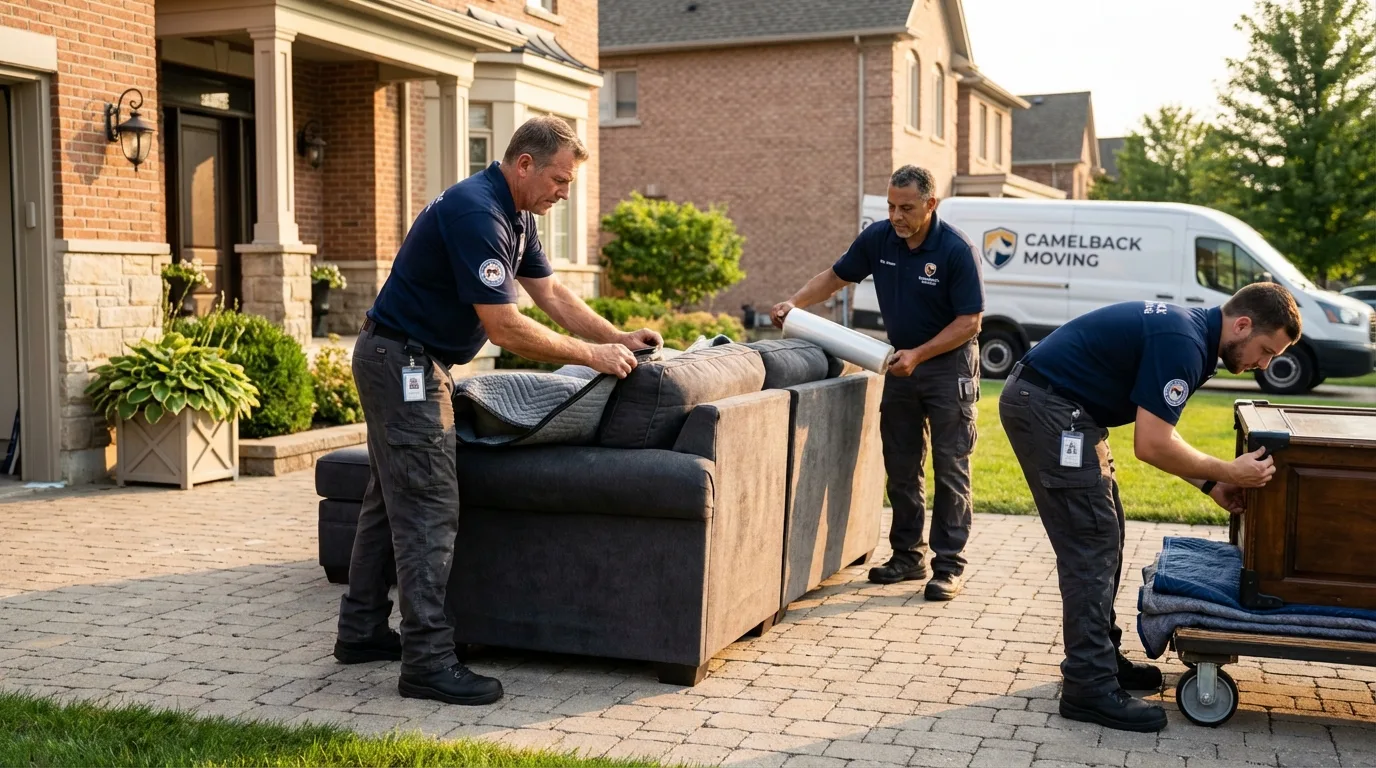 Large estate moving crew wrapping furniture in Hatfield, MA